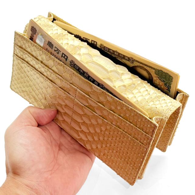W通しマチ 長財布 メンズ レディース パイソン ゼブラ 蛇革 本革 大容量 札束 カード収納 メンズ レディース 日本製 希少 高級 ファッション_4
