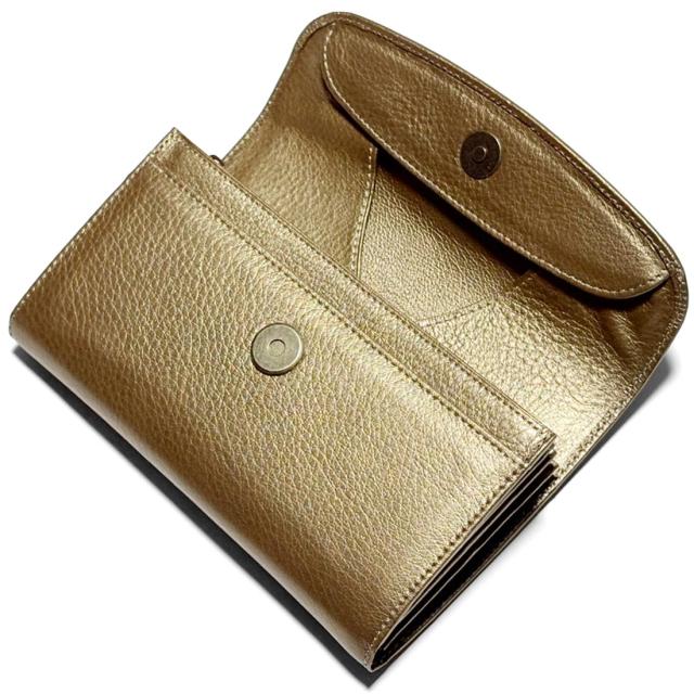 ギャルソン長財布 本革 牛革 シュリンク パール 大きめ 収納力 高級感