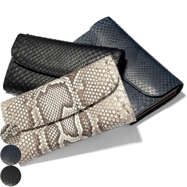 ギャルソン長財布 本革 パイソン モラレス マット 大きめ 収納力 高級感 ユニセックス 日本製 財布 ギャルソン財布 メンズ レディース カード入れ 札入れ ファスナーポケット付き