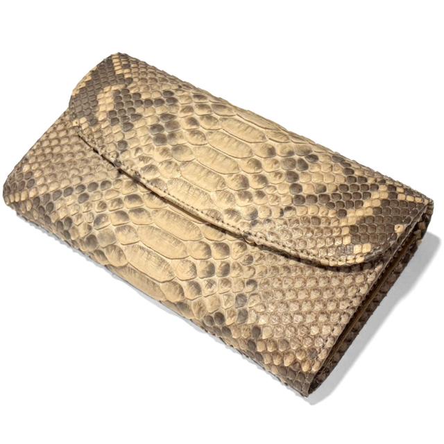 ギャルソン長財布 本革 パイソン マット 大きめ 収納力 高級感 ユニセックス 日本製 財布 ギャルソン財布 メンズ レディース カード入れ 札入れ ファスナーポケット付き