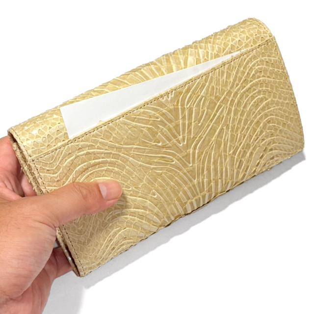 ギャルソン長財布 本革 パイソン ウェーブ 大きめ 収納力 高級感 ユニセックス 日本製 財布 ギャルソン財布 メンズ レディース カード入れ 札入れ ファスナーポケット付き_2