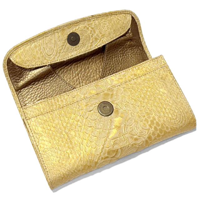 ギャルソン長財布 本革 パイソン ペイズリー 大きめ 収納力 高級感