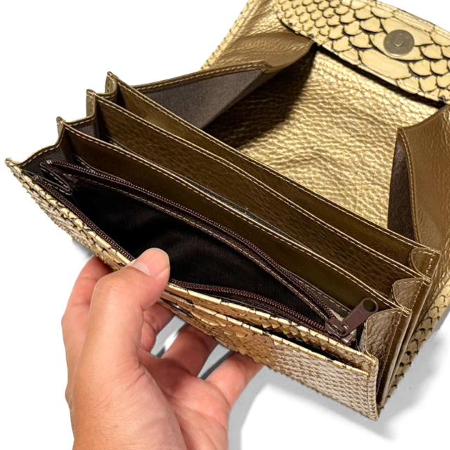 ギャルソン長財布 本革 パイソン マダム 大きめ 収納力 高級感 ユニ