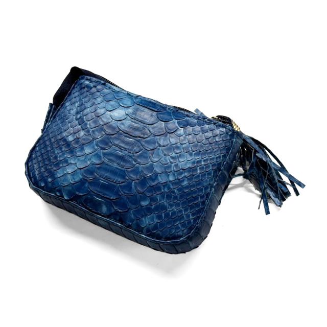 パイソン 群雲 本革 ポーチ ファスナー 通しマチ タッセル付き 化粧ポーチ メイクポーチ コスメポーチ 小物入れ バッグインポーチ レディース メンズ 蛇革 日本製