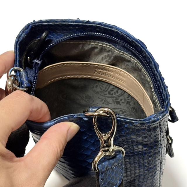 ショルダーバッグ 本革 蛇革 斜め掛け 着脱式 日本製 パイソン 藍染め レディース メンズ python leather Shoulder Bag