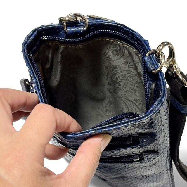 ショルダーバッグ 本革 蛇革 斜め掛け 着脱式 日本製 パイソン 藍染め レディース メンズ python leather Shoulder Bag