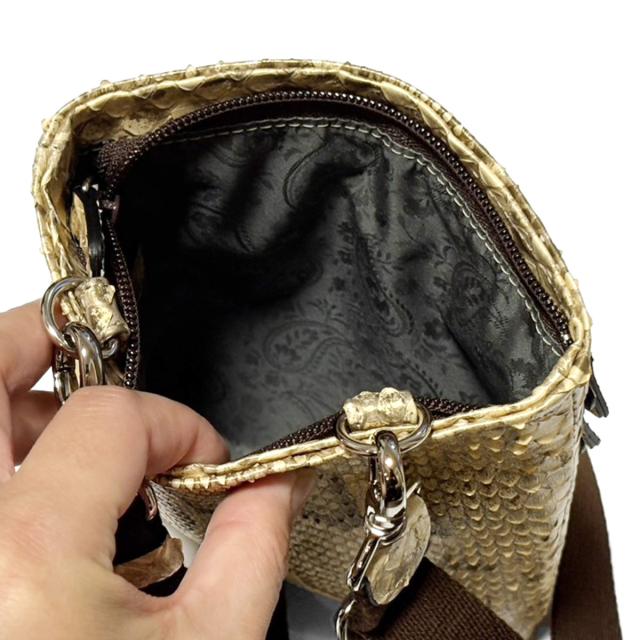 ショルダーバッグ 本革 蛇革 斜め掛け 着脱式 日本製 パイソン モラレス パール レディース メンズ python leather Shoulder Bag_4