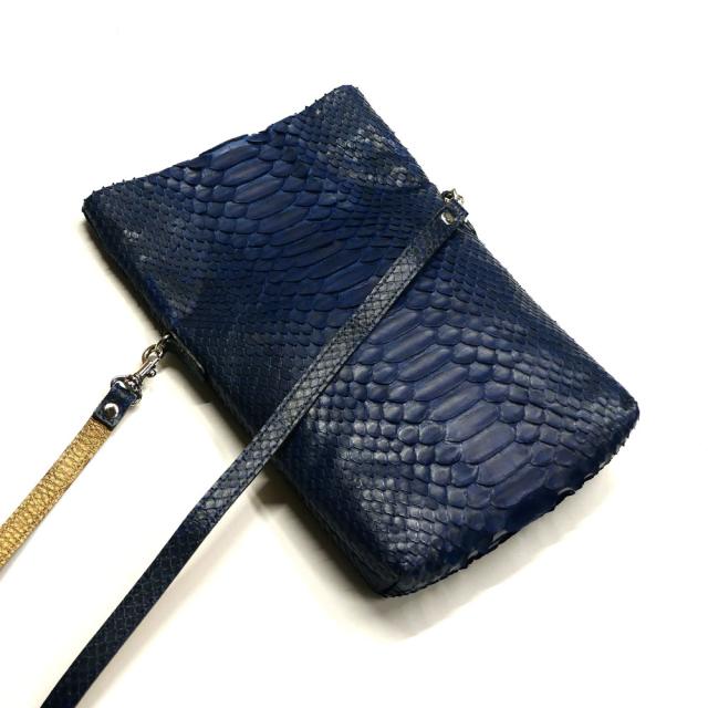 ポシェット ショルダーバック レディース パイソン へび革 藍染 Ｓ