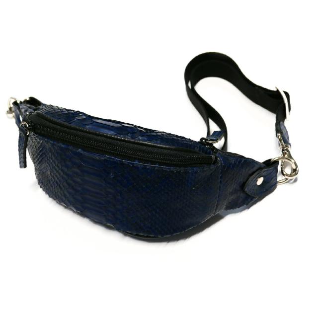 ボディバッグ ワンショルダーバック コンパクト 横型 / パイソン革 蛇革 牛革 ダイヤモンドパイソン革 藍染