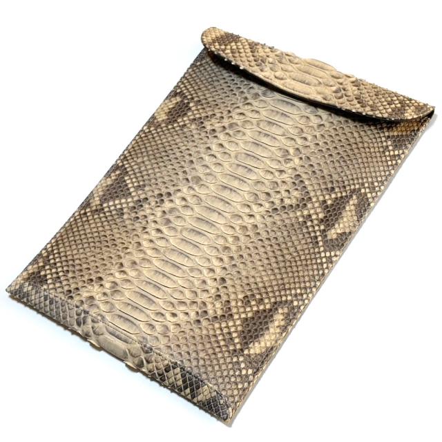 書類入れ 書類ケース A4 縦型 封筒型レザーケース クラッチバック バックインバック 本革 パイソン マット