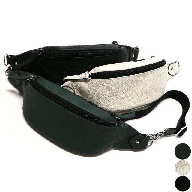 ear ブラックレザー ボディバッグ kawa-kawa(カワカワ)】NO1234 hatomeレザーボディバッグM