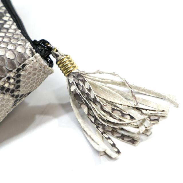 パイソン マット 本革 ポーチ ファスナー 通しマチ タッセル付き 化粧ポーチ メイクポーチ コスメポーチ 小物入れ バッグインポーチ レディース メンズ 蛇革 日本製 パイソン マット 本革 ポーチ ファスナー 通しマチ タッセル付き 化粧