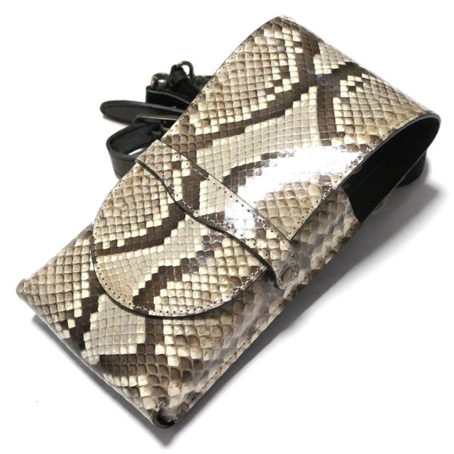 シザーケース シザーバック 美容師 トリマー 花屋 ベルト 革 ４丁 カバーあり ２WAY スリムタイプ スタイリスト アシスタント 美容 美容師 理容 理容師 / 本革 パイソン ダイヤモンドパイソン グレージング ナチュラル