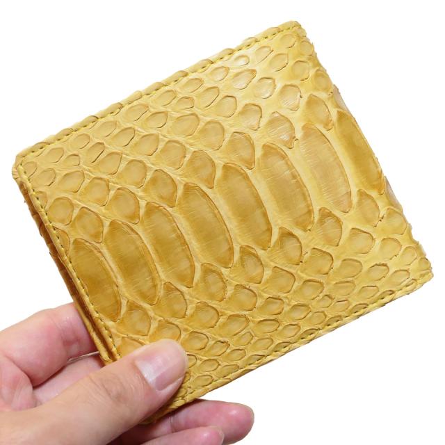 パイソン 財布 二つ折り財布 小銭入れあり / 本革 ヘビ革 へび革 パイソン革 ダイヤモンドパイソン / 草木染め_3