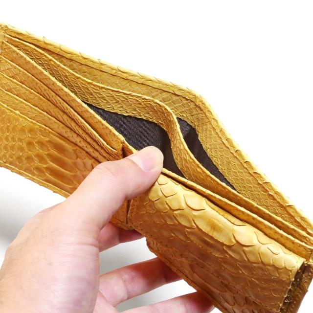 パイソン 財布 二つ折り財布 小銭入れあり / 本革 ヘビ革 へび革 パイソン革 ダイヤモンドパイソン / 草木染め_4