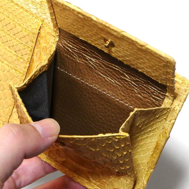 パイソン 財布 二つ折り財布 小銭入れあり / 本革 ヘビ革 へび革 パイソン革 ダイヤモンドパイソン / 草木染め_5