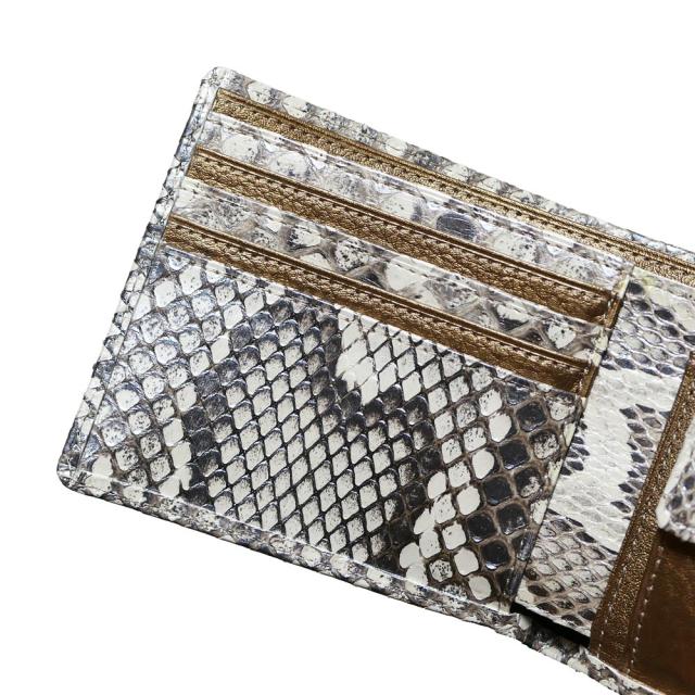 パイソン 財布 二つ折り財布 モラレス パイソン革 蛇革 牛革 小銭入れ