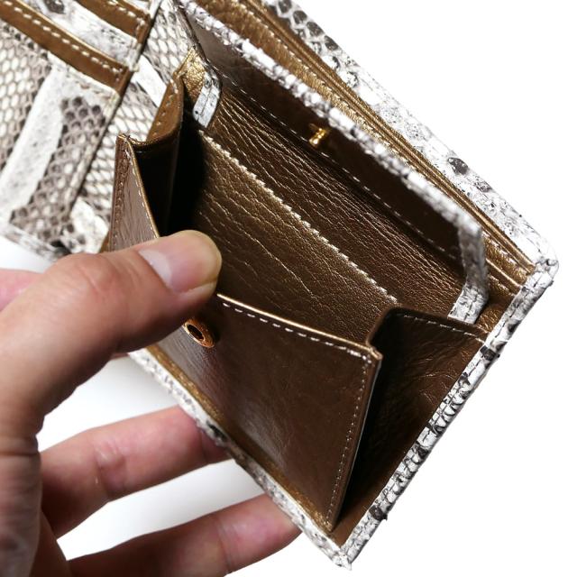 パイソン 財布 二つ折り財布 モラレス パイソン革 蛇革 牛革 小銭入れあり カード収納 日本製 マット３ 全５色_4
