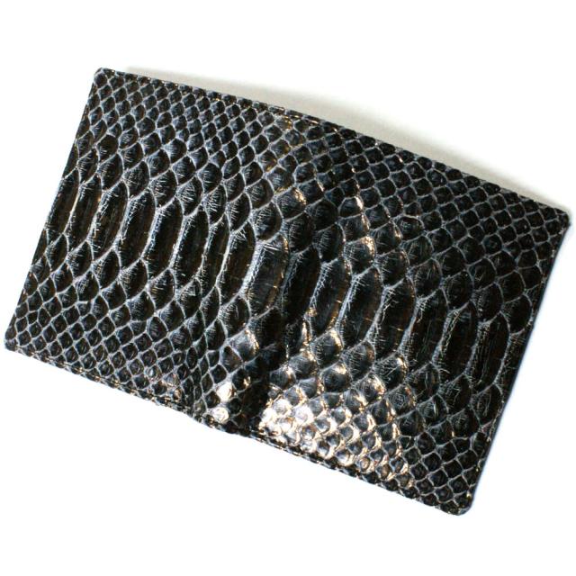 パイソン 財布 二つ折り財布 折り財布 / ボックス型 小銭入れ付 カード収納 / レディース財布 メンズ財布 / 革 へび ヘビ 蛇 日本製 / ダイヤモンドパイソン ラスター チョコ_3