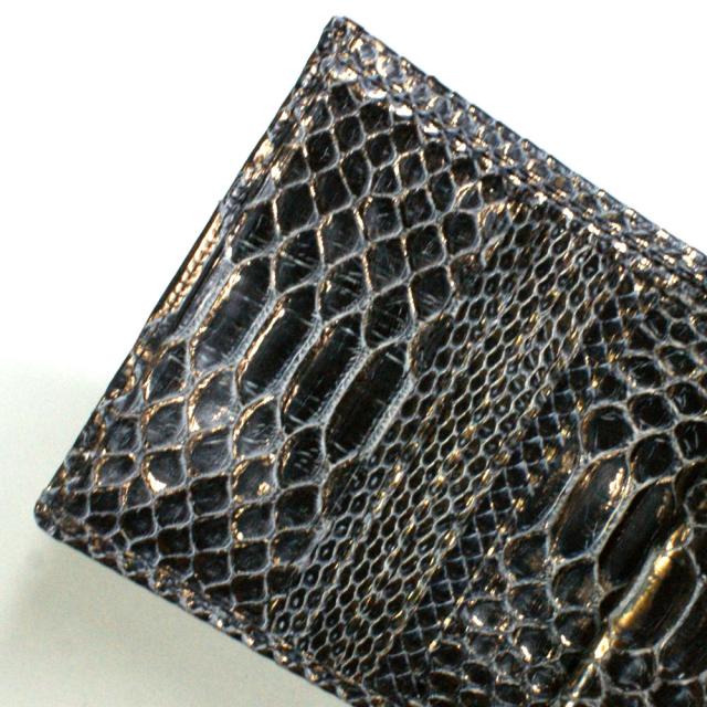 パイソン 財布 二つ折り財布 折り財布 / ボックス型 小銭入れ付 カード収納 / レディース財布 メンズ財布 / 革 へび ヘビ 蛇 日本製 / ダイヤモンドパイソン ラスター チョコ_5