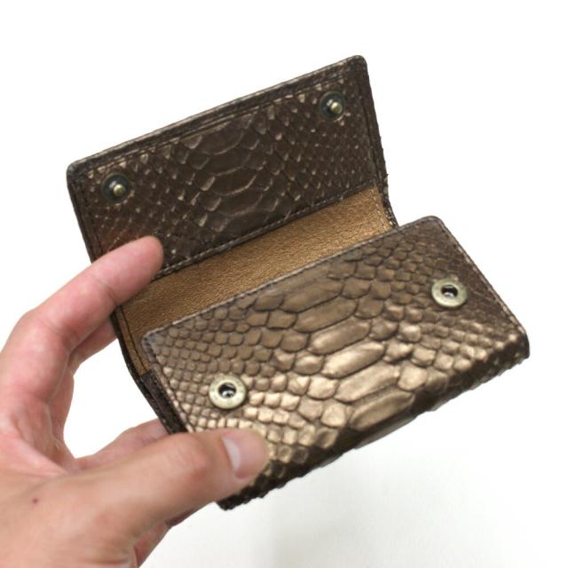 キーケース 札入れ カード入れ キーホルダー 5連金具 蛇革 パイソン革