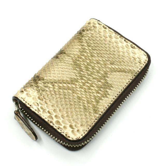 キーケース キーホルダー パイソン 蛇革 ヘビ革 ラウンドファスナー キーケース 5連金具 日本製 ジッパー ギフト プレゼント ブロンズ ベージュ