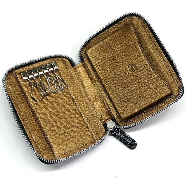 ラウンドファスナー キーケース クロコダイル グレージング 本革 6連