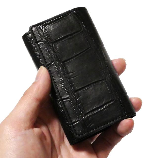 キーケース 5連 三つ折り スリムキーケース キーホルダー メンズ レディース 本革 クロコダイル革 マット_1