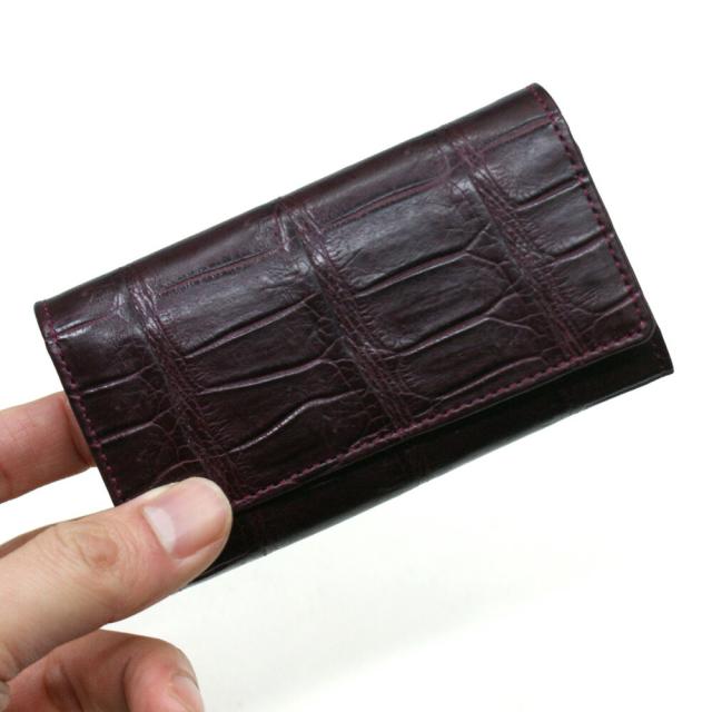 キーケース 本革 キーホルダー クロコダイル革 ワニ革 レザー 5連金具