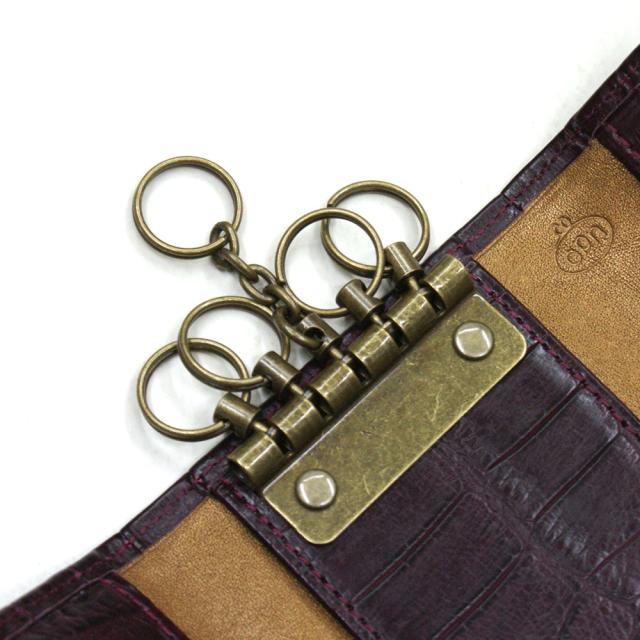 キーケース 本革 キーホルダー クロコダイル革 ワニ革 レザー 5連金具