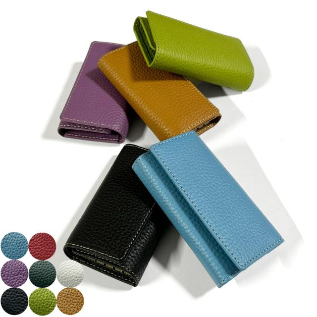 キーケース 5連 三つ折り メンズ レディース 本革 牛革 シュリンクレザー ブラウニー