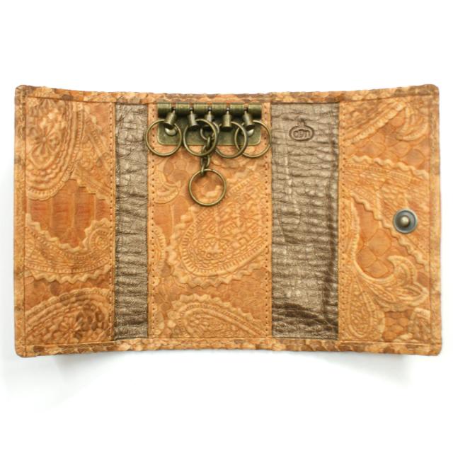 キーケース 本革 キーホルダー パイソン革 蛇革 へび革 レザー 5連金具