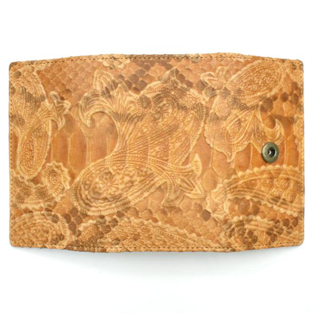 キーケース 本革 キーホルダー パイソン革 蛇革 へび革 レザー 5連金具 キーケース メンズ レディース ギフト プレゼント 日本製 ペイズリー柄 型押し仕上げ オレンジ キーケース 本革 キーホルダー パイソン革 蛇革 へび革 レザー 5連金具