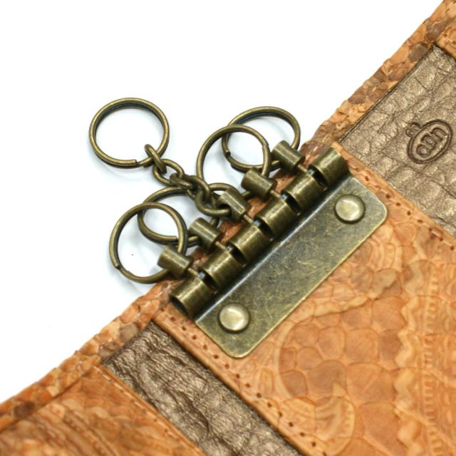 キーケース 本革 キーホルダー パイソン革 蛇革 へび革 レザー 5連金具