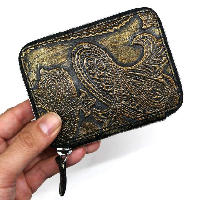 ラウンドファスナー キーケース パイソン ペイズリー 蛇革 本革 6連