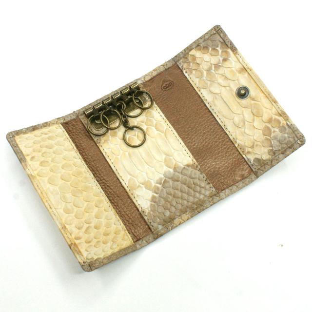 キーケース 本革 キーホルダー パイソン革 蛇革 へび革 レザー 5連金具 キーケース メンズ レディース ギフト プレゼント 日本製 手染め P10