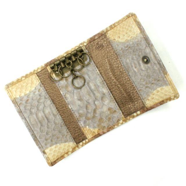 キーケース 本革 キーホルダー パイソン革 蛇革 へび革 レザー 5連金具 キーケース メンズ レディース ギフト プレゼント 日本製 手染め P11