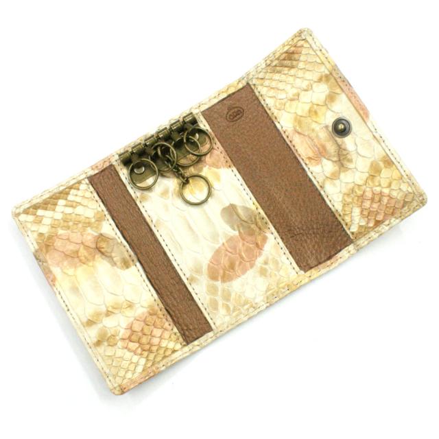 キーケース 本革 キーホルダー パイソン革 蛇革 へび革 レザー 5連金具 キーケース メンズ レディース ギフト プレゼント 日本製 手染め P12