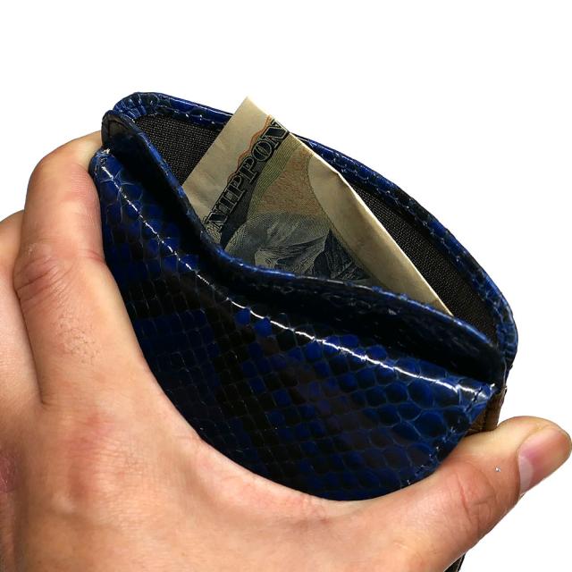 パイソン 蛇革 ヘビ革 本革 財布 札入れ 封筒型 ボックス小銭入れ付