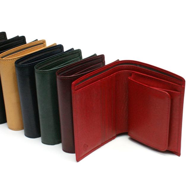 二つ折り財布 ボックス型小銭入れ付 牛革 オイルシュリンク イタリアンレザー社製 ボラナタ 8色