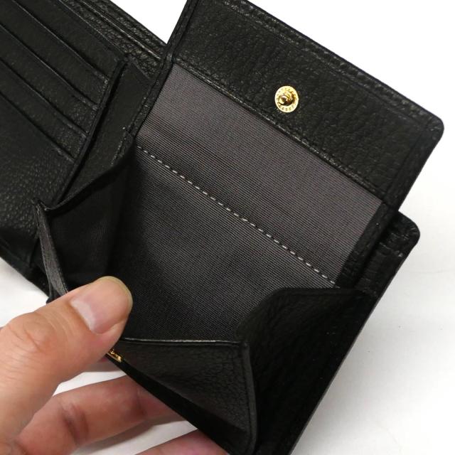 財布 二つ折り財布 小銭入れあり 本革 鹿革 シカ革 ディアスキン オイル ブラック_5