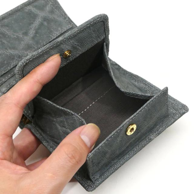 エレファントレザー 象革 本革 財布 二つ折り ボックス型小銭入れ_5