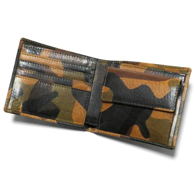 財布 二つ折り財布 メンズ レディース  小銭入れ有り カード入れ 本革 牛革 オイルレザー La Perla Azzurra社 エルヴァケーロ 迷彩 ミリタリー