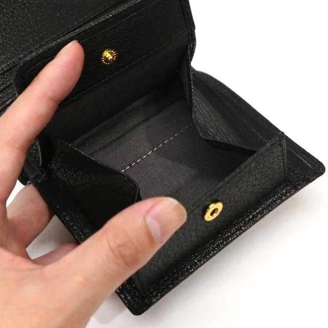 財布 二つ折り財布 ボックス型小銭入れ 本革 ヤギ革 山羊革 ゴートレザー ピッケル ブラック_5