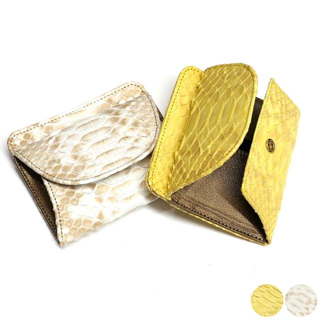 パイソン 財布 ヘビ革 本革 札入れ 封筒型 ボックス小銭入れ付 ハーフブリーチ ２ 全２色