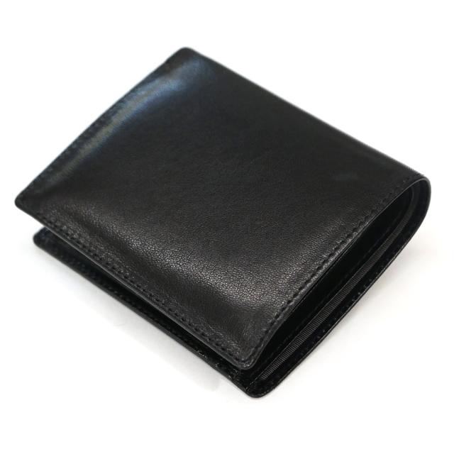 財布 二つ折り財布 ボックス型小銭入れ 本革 羊革 ラムレザー ヌメシープ パスカル ブラック