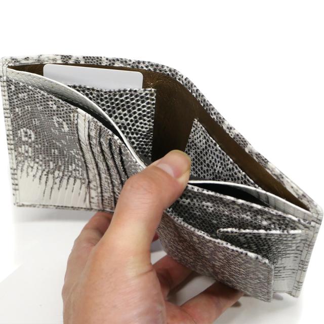リザードレザー とかげ革 本革 財布 二つ折り ボックス型小銭入れ_6