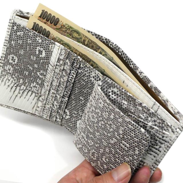 リザードレザー とかげ革 本革 財布 二つ折り ボックス型小銭入れ_7