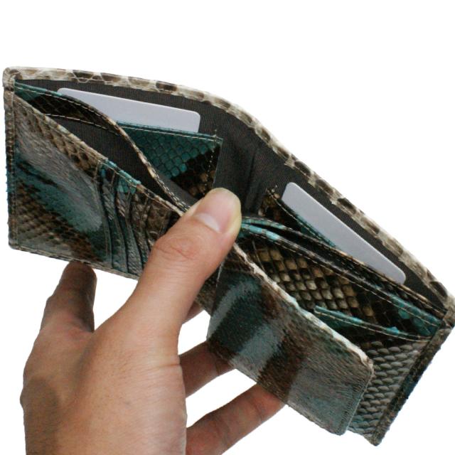 パイソン 財布 二つ折り財布 折り財布 / ボックス型 小銭入れ付 カード収納 / レディース財布 メンズ財布 / 革 へび ヘビ 蛇 日本製 / ダイヤモンドパイソン 手染め 全3色 イエロー・ピンク・ブルー パイソン 財布 二つ折り財布 折り財布 / ボックス型 小銭入れ付 カード