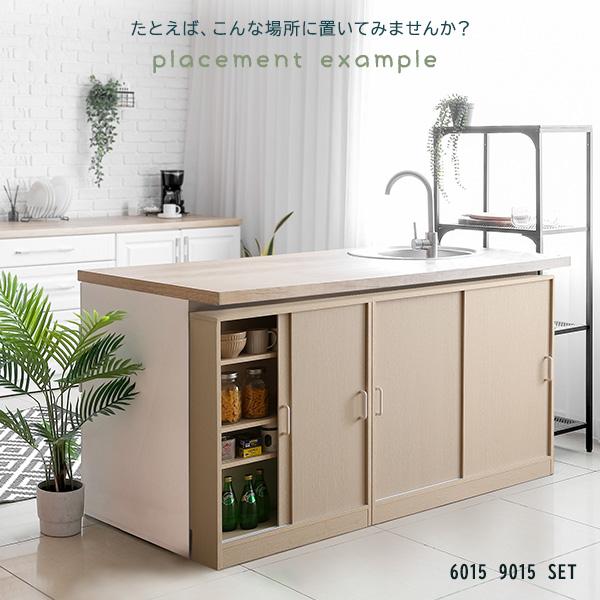 さわやかなカウンター下引き戸収納6020_4